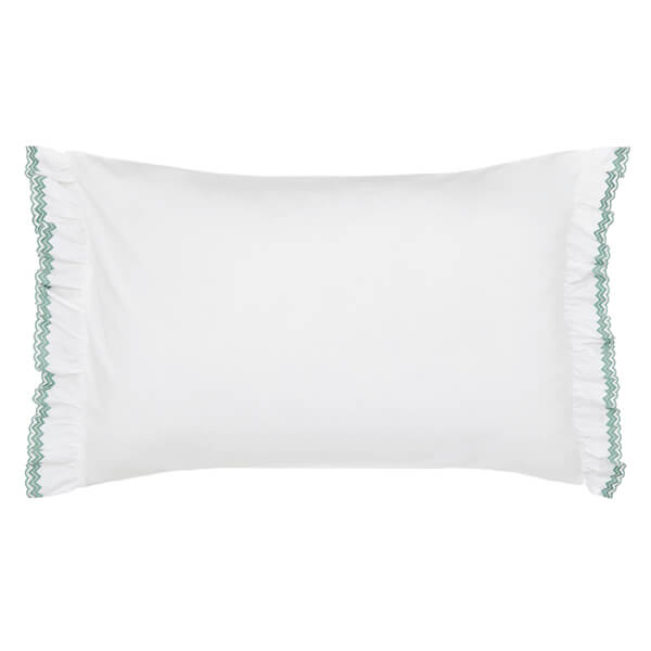 Sanderson Emperor Peony Embroidered Oxford Pillowcase Jade & Apricot