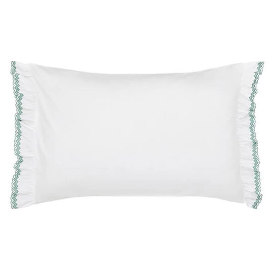 Sanderson Emperor Peony Embroidered Oxford Pillowcase Jade & Apricot