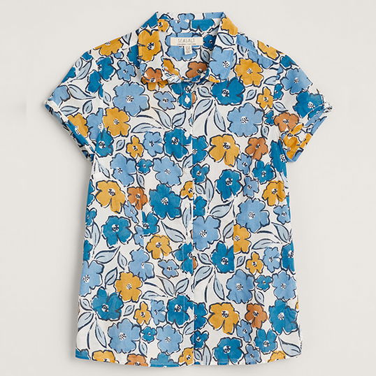Seasalt Rushmaker Shirt Brush Stroke Floral Sailboats