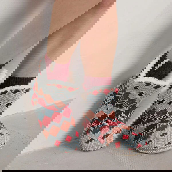 Seasalt Snooze Slipper Booties Andrena Aran Dahlia Mix