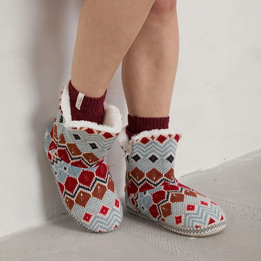 Seasalt Snooze Slipper Booties Andrena Aran Dahlia Mix