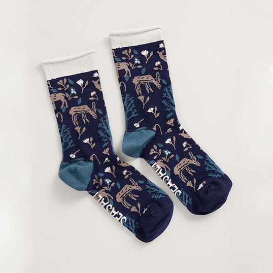 Seasalt Snowy Scenes Socks Merriment Dark Night Size 4-7
