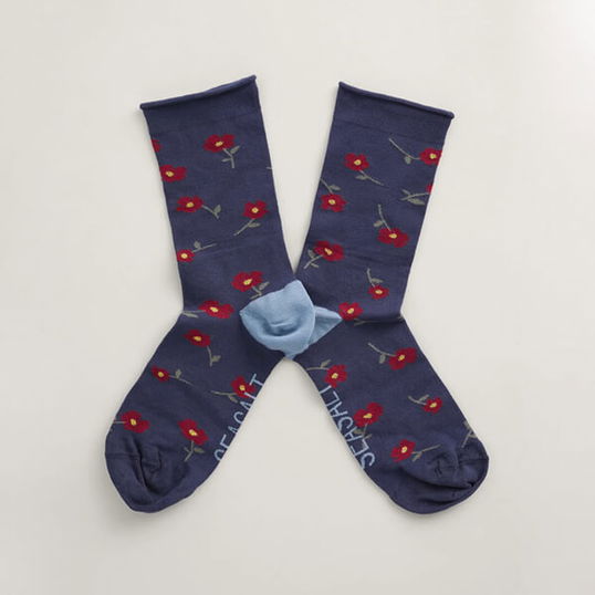 Seasalt Women`s Bamboo Arty Socks Wild Mallow Light Fathom Size 4-7