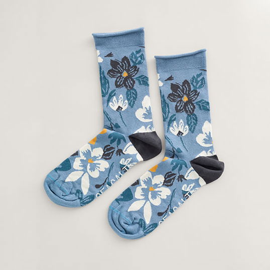 Seasalt Womens Bamboo Arty Socks Wax Resist Floral Enamel Size 4-7