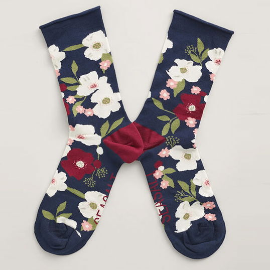 Seasalt Women`s Bamboo Arty Socks Poppy Gathering Maritime Size 4-7