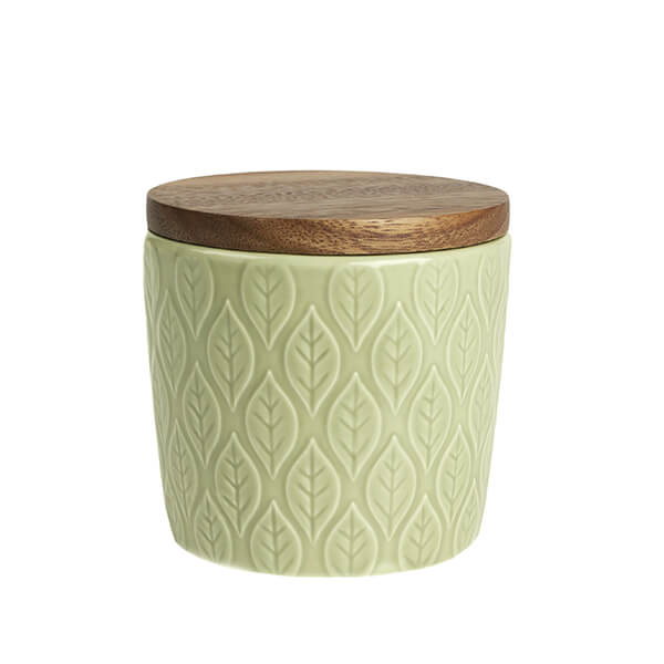 T&G Green House Pointed Leaf Small Store Jar with Rustic Acacia Lid