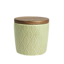 T&G Green House Pointed Leaf Small Store Jar with Rustic Acacia Lid