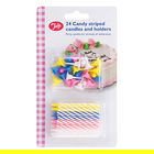 Tala Pack of 24 Candy Striped Candles and 24 Holders