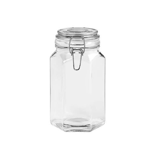 Tala Hexagonal Glass Clip Top Storage Jar 1100ml
