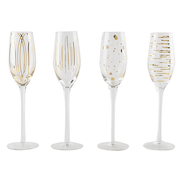 Mikasa Cheers Metallic Gold Set Of 4 7oz Flute Glasses