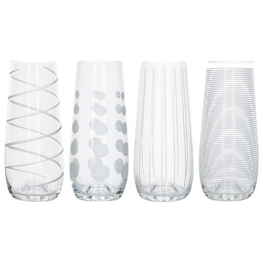 Mikasa Cheers Set Of 4 Stemless Flute Glasses