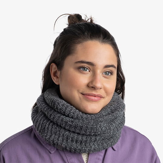 Buff Vaed Grey Heather Knit and Fleece Neckwarmer