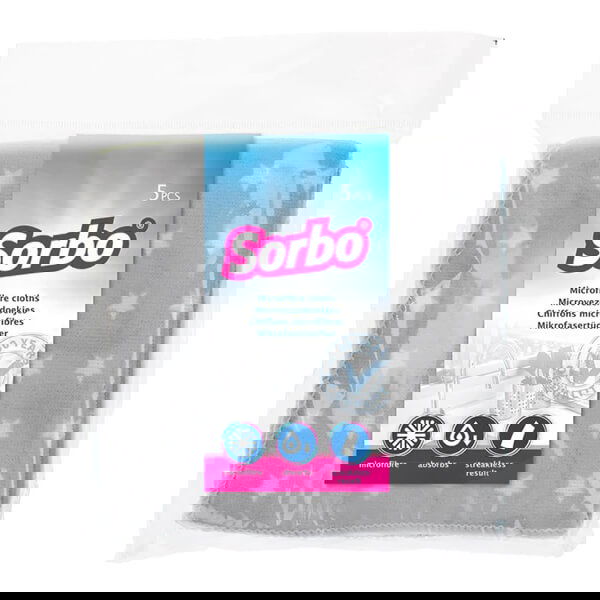 Sorbo 5 Microfibre Star Print Cloths 30 x 30 cm