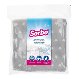 Sorbo 5 Microfibre Star Print Cloths 30 x 30 cm