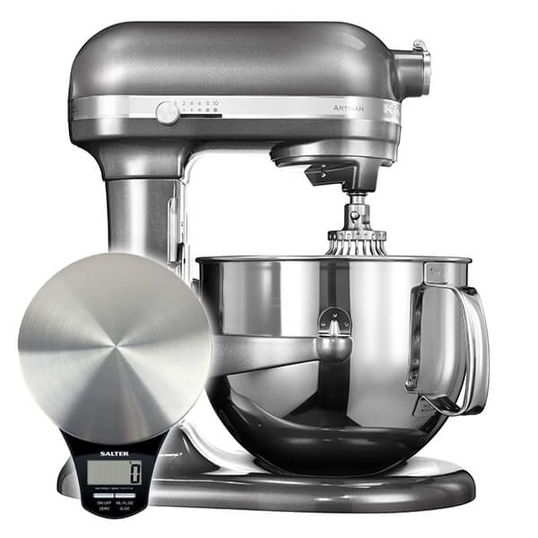 KitchenAid Artisan Medallion Silver 6.9L Bowl Lift Food Mixer with Free Gift