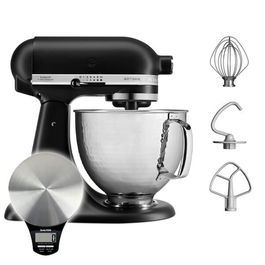 KitchenAid Artisan Mixer 156 Matte Black with Hammered Bowl with Free Gift