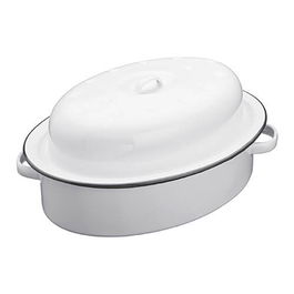 Living Nostalgia Enamel 30cm Oval Roaster with Lid