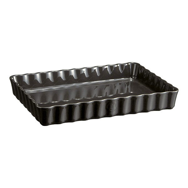 Emile Henry Charcoal Deep Rectangular Tart Dish 34cm x 24cm