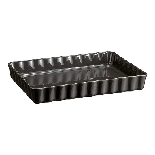 Emile Henry Charcoal Deep Rectangular Tart Dish 34cm x 24cm