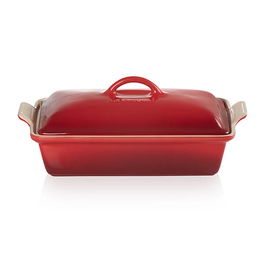 Le Creuset Cerise Stoneware 33cm Heritage Rectangular Dish With Lid