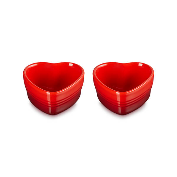 Le Creuset L'Amour Heart Collection Cerise Set of 2 Heart Ramekins
