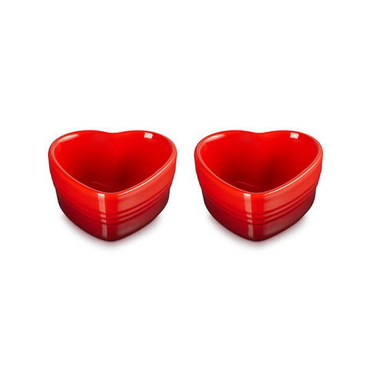 Le Creuset L`Amour Heart Collection Cerise Set of 2 Heart Ramekins