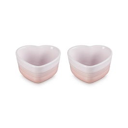 Le Creuset L'Amour Heart Collection Shell Pink Set of 2 Heart Ramekins