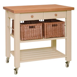 Eddingtons Lambourn Two Drawer Buttercream Kitchen Trolley