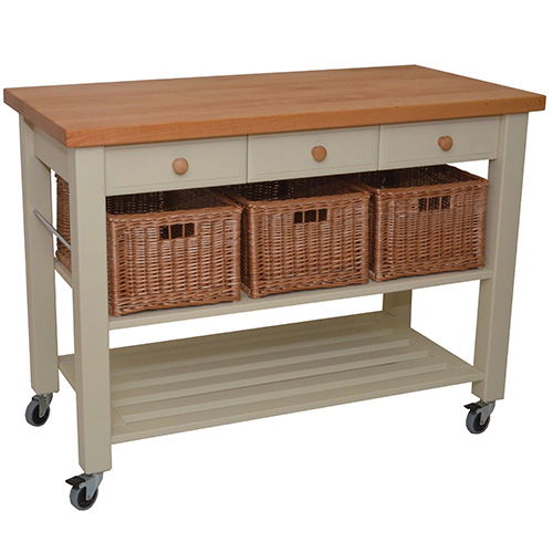 Eddingtons Lambourn Three Drawer French Grey Kitchen Trolley