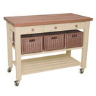 Eddingtons Lambourn Three Drawer Buttercream Kitchen Trolley