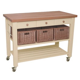 Eddingtons Lambourn Three Drawer Buttercream Kitchen Trolley
