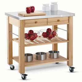 Eddingtons Lambourn Two Drawer With A Stainless Steel Top Kitchen Trolley
