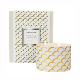 Fired Earth by Wax Lyrical Large Candle White Tea & Pomegranate