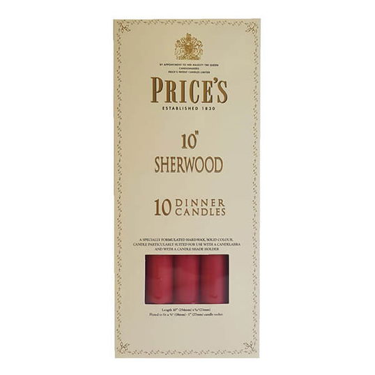 Prices 10` Sherwood Candle Wine Red Pack Of 10