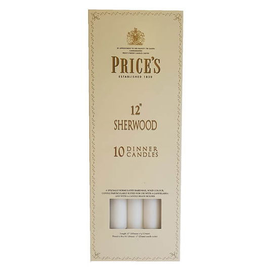 Prices 12` Sherwood Candle White Pack Of 10