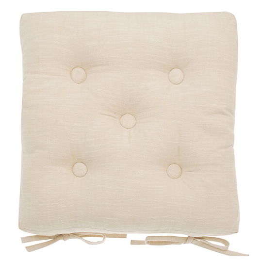 Walton & Co French Limestone Chambray Seat Pad with Ties