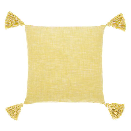 Walton & Co Saffron Chambray Tassel Poly Fill Cushion