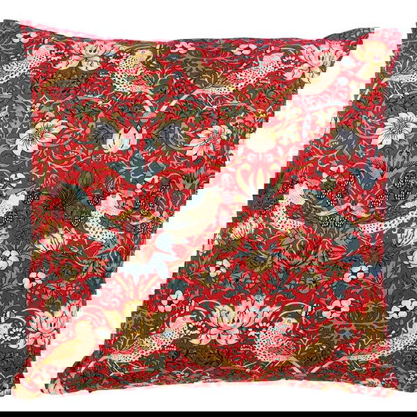 William Morris Strawberry Thief Red Cushion And Poly Pad