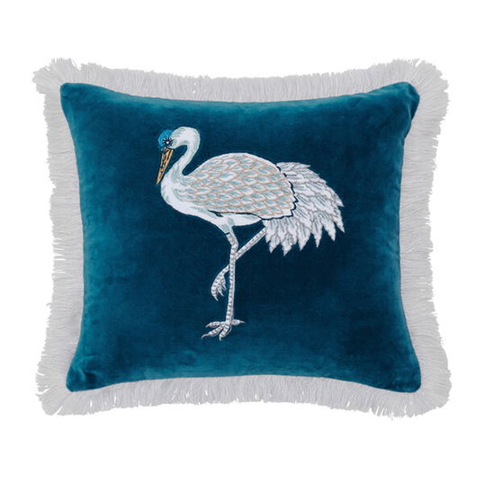Sanderson Crane & Frog Cushion 45x45cm Navy