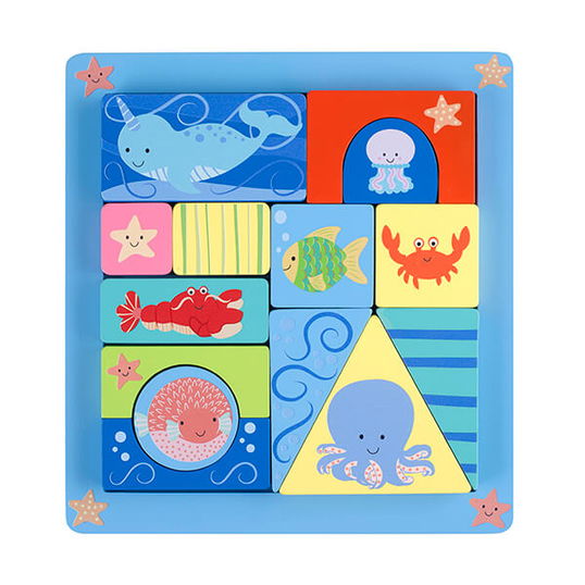 Orange Tree Toys Sea Life Wooden Block Puzzle