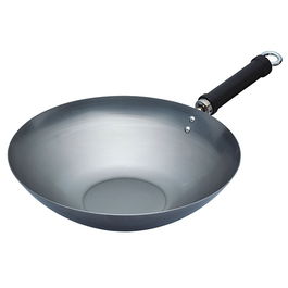 World Of Flavours Oriental 30cm Carbon Steel Plain Wok With Phenolic Handle
