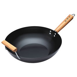World Of Flavours Oriental 35cm Carbon Steel Non-Stick Wok With Wooden Handle