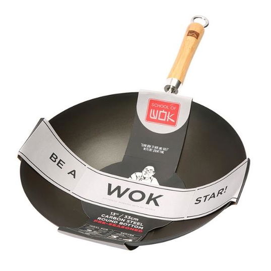 School of Wok Round Bottom Pre-Seasoned Wok (13`)