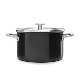 KitchenAid Steel Core Enamel Onyx Black 24cm Casserole with Lid
