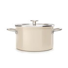 KitchenAid Steel Core Enamel Almond Cream 24cm Casserole with Lid