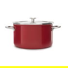 KitchenAid Steel Core Enamel Empire Red Casserole 24cm with Lid