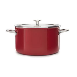 KitchenAid Steel Core Enamel Empire Red Casserole 24cm with Lid