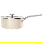 KitchenAid Steel Core Enamel Almond Cream 20cm Saucepan with Lid