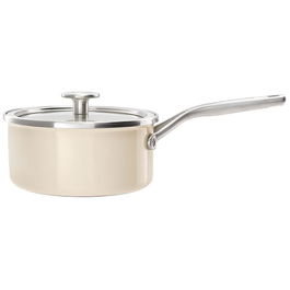 KitchenAid Steel Core Enamel Almond Cream 20cm Saucepan with Lid