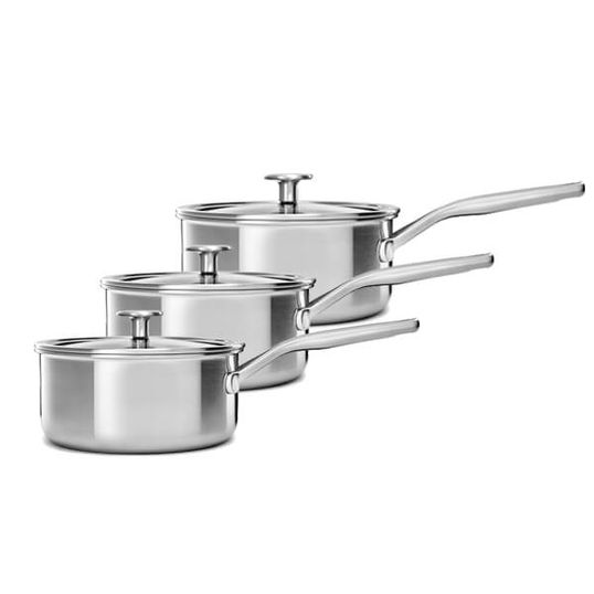 KitchenAid Multi-Ply Stainless Steel 3ply 3 Piece Saucepan Set 16/18/20cm